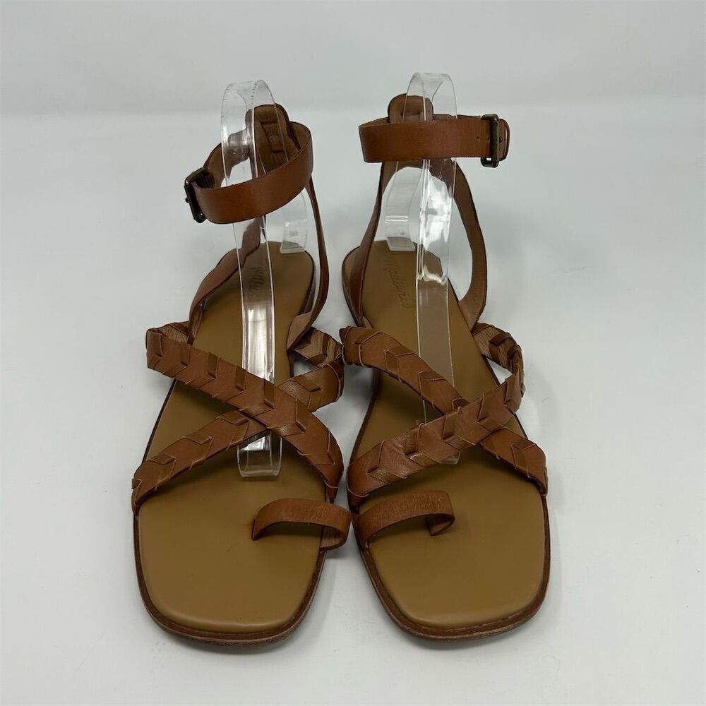 Madewell Cassia Whipstitch Sandals English Saddle Brown Size 10 Summer Casual - Picture 4 of 12